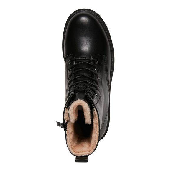 STEVE MADDEN Womens Black Faux Shearing D-Ring Grommet Det Cushioned Studded Receptive Round Toe Block Heel Lace-Up Hiking Boots M